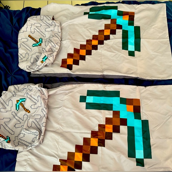 Minecraft new queen pillowcase with Two storage bag - Picture 2 of 5